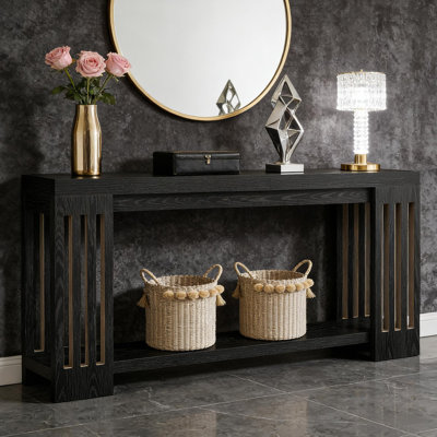 Console, table d'appoint à 2 niveaux, canapé