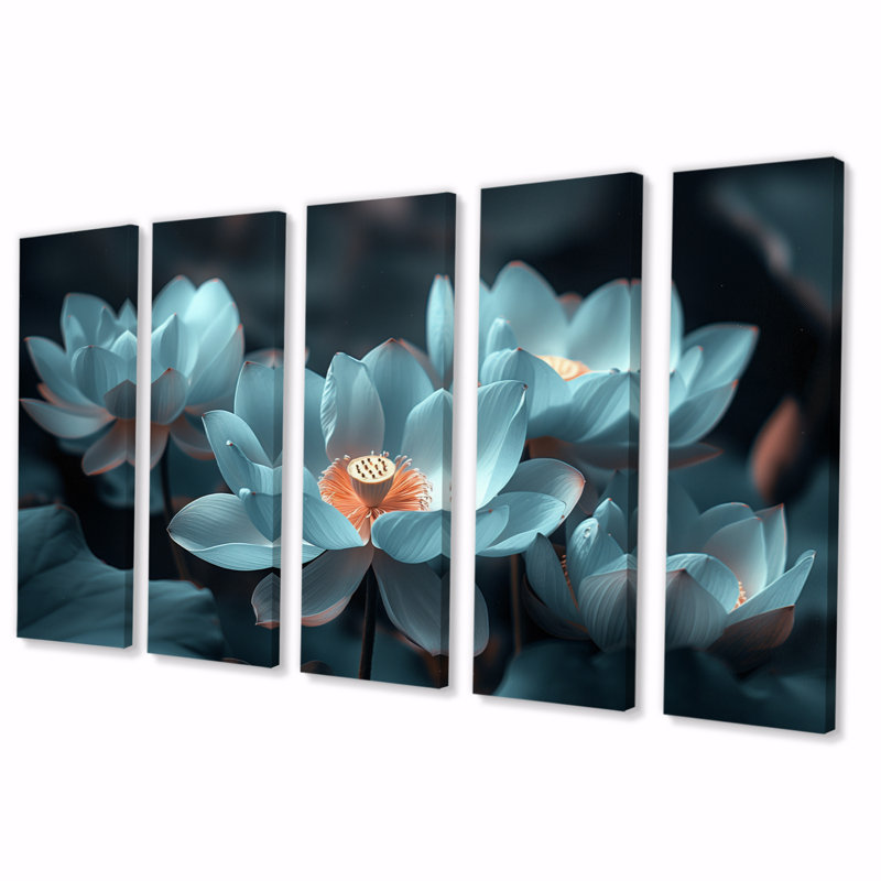 «White Gray Wonderland Lotus Photo I», ensemble de reproduction d'art mural Lotus, H 28 po x l 60 po