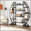 Bibliothèque étagère industrielle ovale triple pour le bureau et le salon, maximisant le rangement et le style avec une fabrication durable