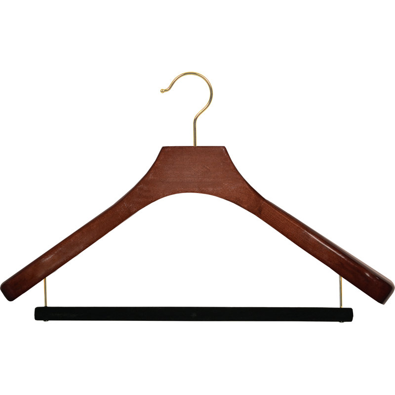 Cintre en bois antidérapant pour robe / chandail / chandail, Noyer / Laiton