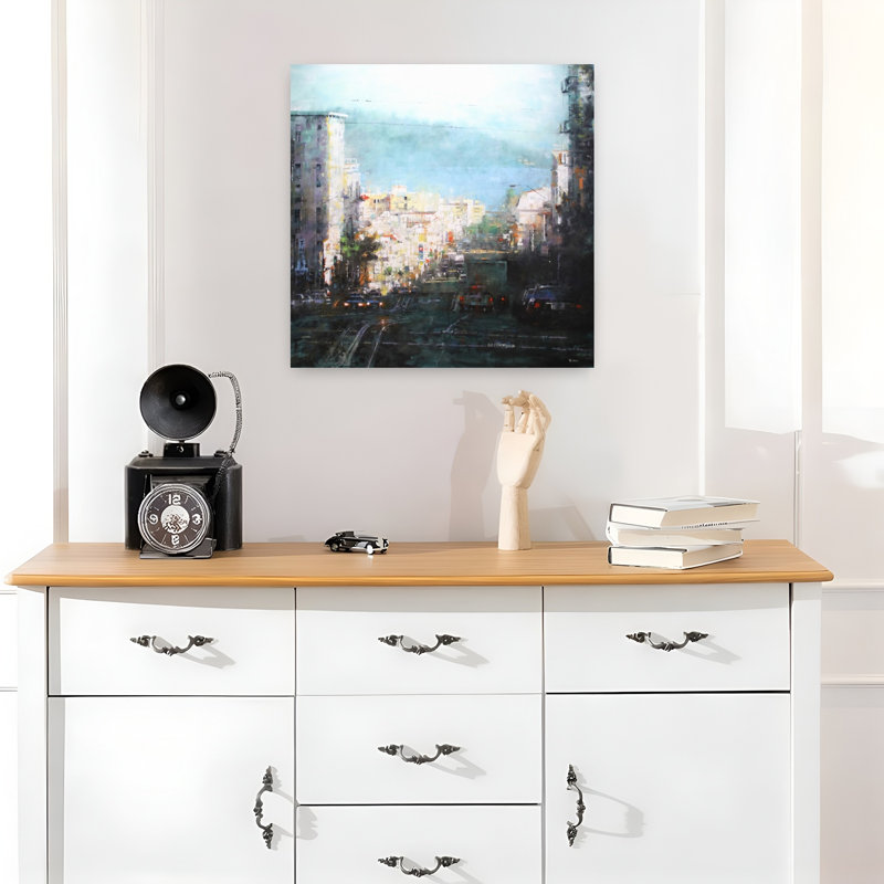 Baie, brume, paysage contemporain, art naturel, H 18 po x l 18 po