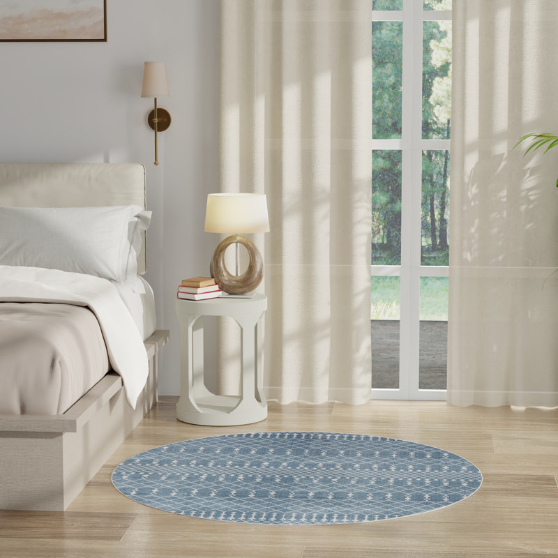 Kittie Washable Moroccan Indoor Rug, Round 5'3"
