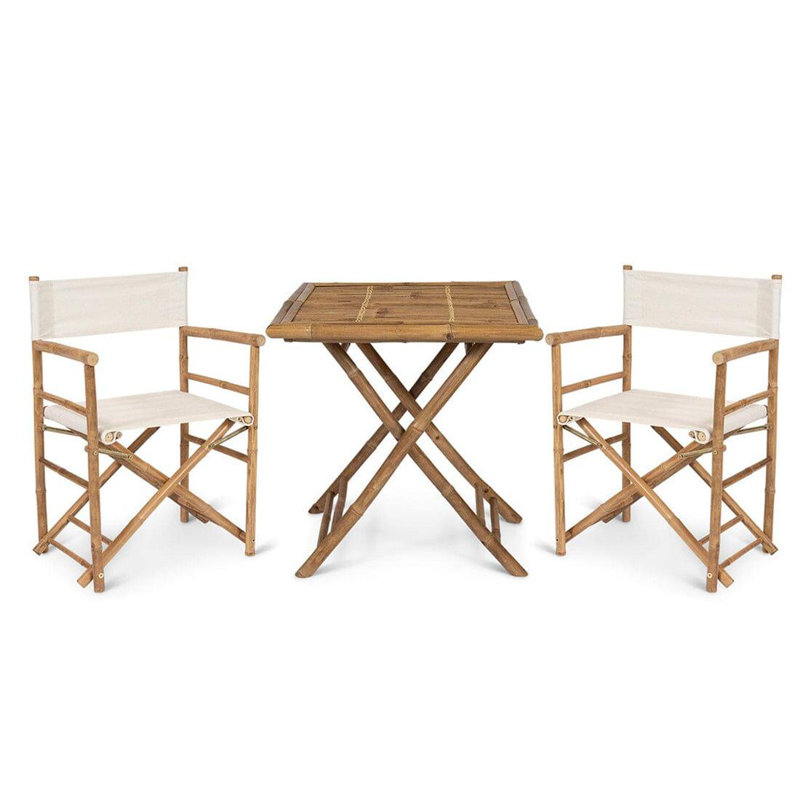 Ambresha 2 - Person Bamboo Patio Dining Set with Square Table
