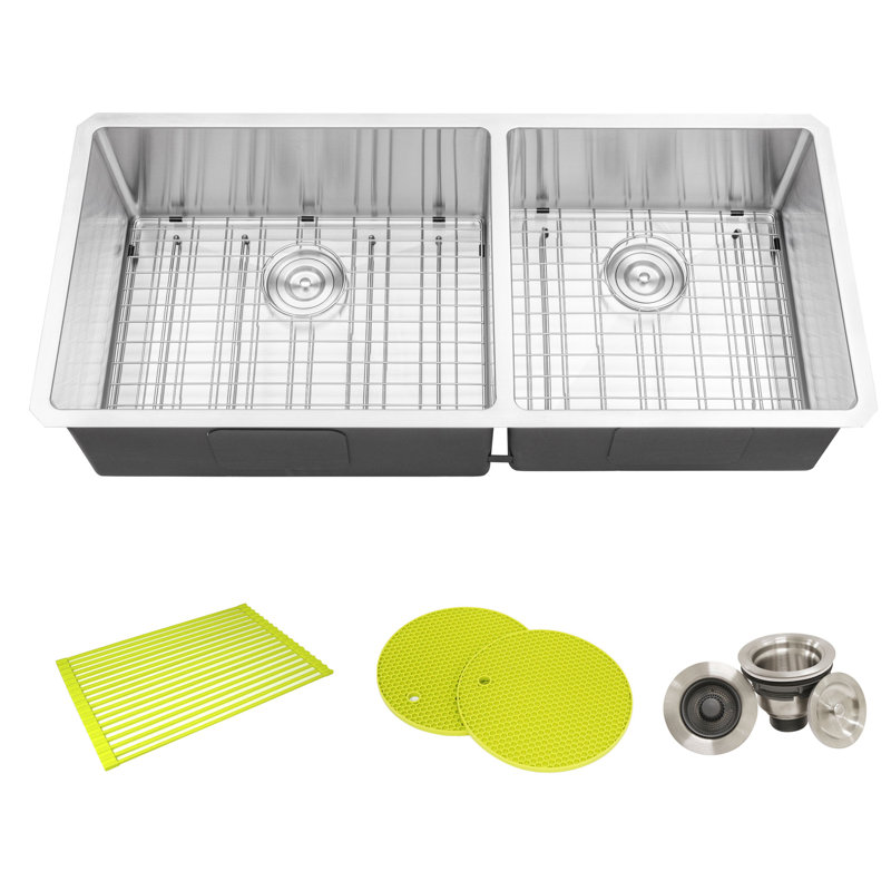 CozyBlock 42'' L Double Bowl Stainless Steel Kitchen Sink
