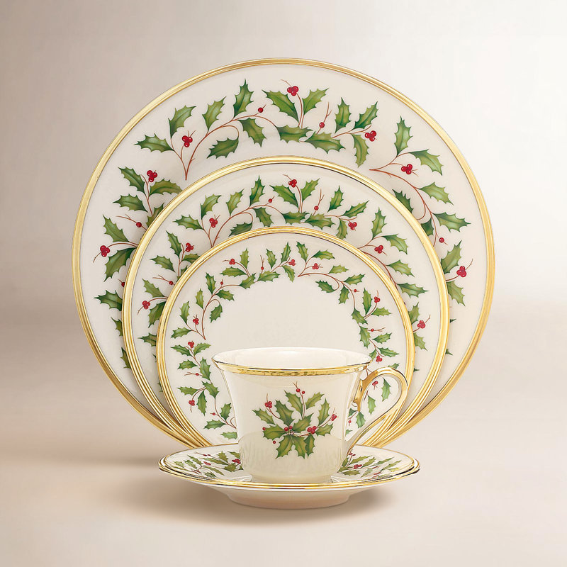 Lenox Holiday Porcelain China 5 Piece Place Setting, Service for 1