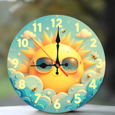 Cool Sunglasses Sun Clock Cartoon Illustration
