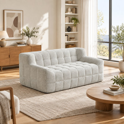 Canapé-lit modulable à compression en velours beige litchi – Aucun assemblage requis