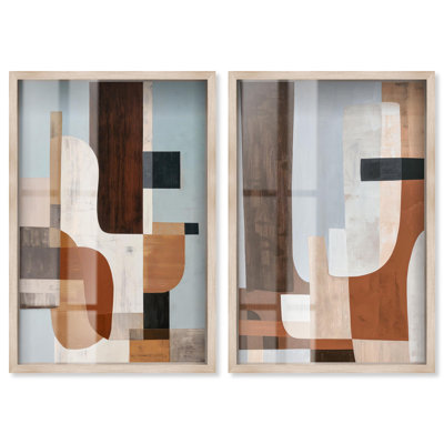 Ensemble de deux cadres-boîtes en bois « Shadowbox » de couleur brune, par Art Remedy, cadre noir, 10 x 15