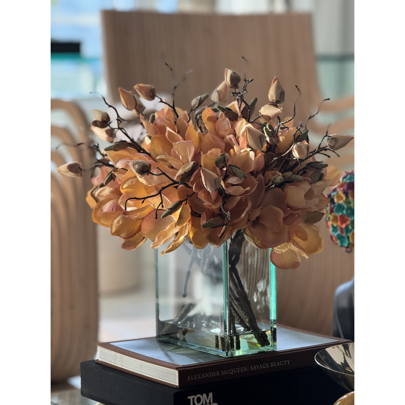 Magnolia Arrangement in Vase, Orange