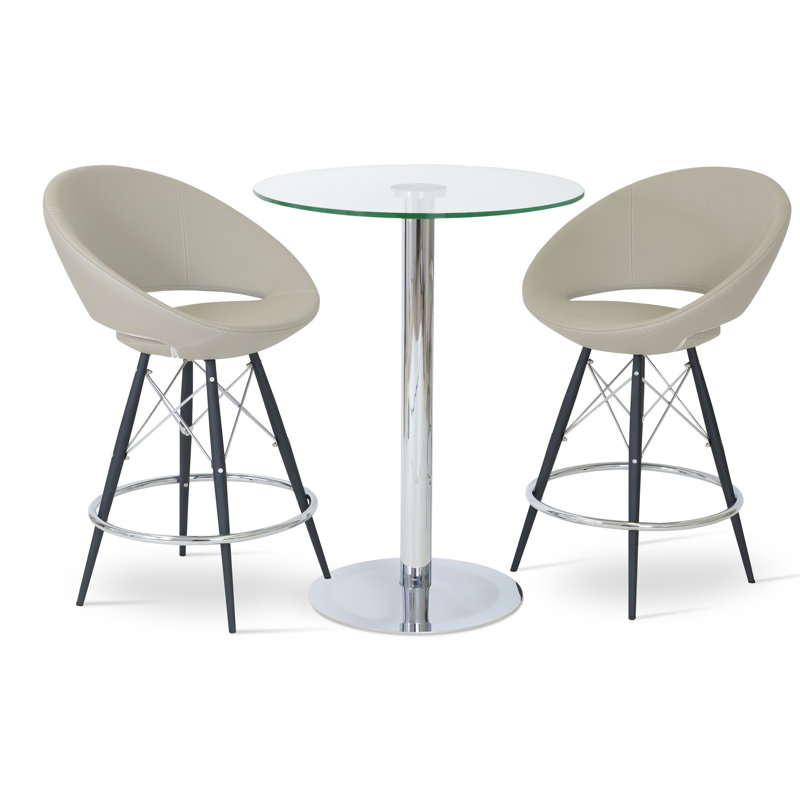 Lady Round Glass Bar Table, 43" H x 28" L x 28" W