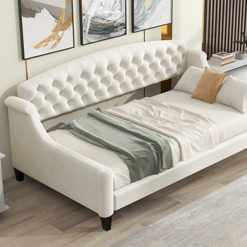 Modern Luxury Tufted Button Daybed, Twin, White