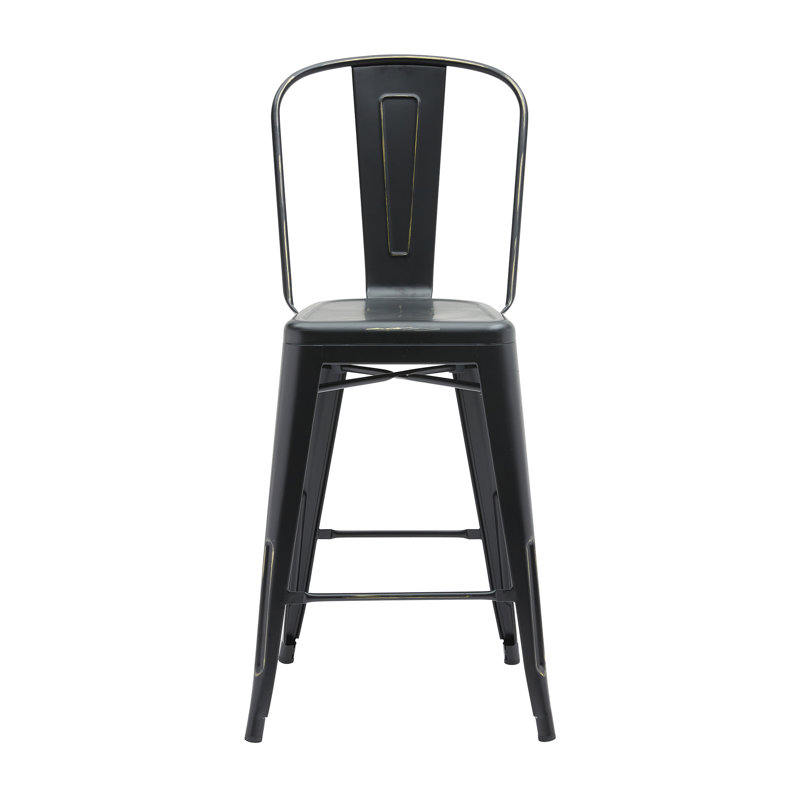 Kiplin Counter Stool with Metal Frame, Black