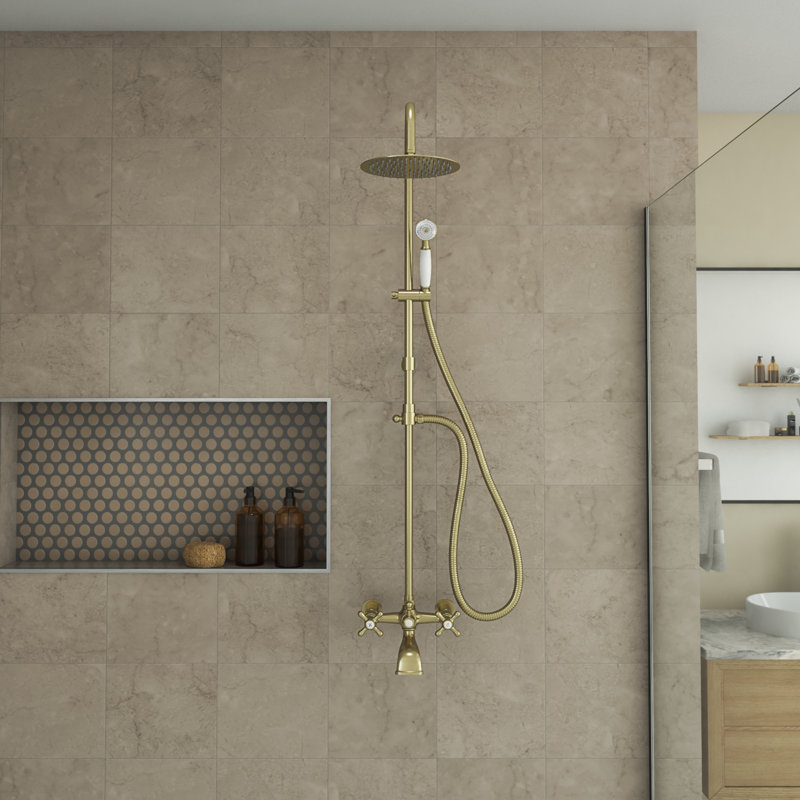 Abyss 8 x 21 1/4 Shower Faucet Set with Handshower, Brushed Brass