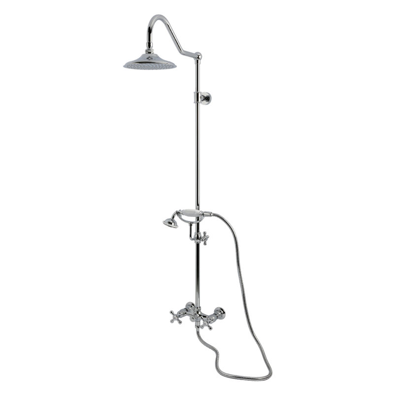 Kingston Brass Kingston Wall Mount Rain Drop Shower System with Hand Shower, Polished Chrome