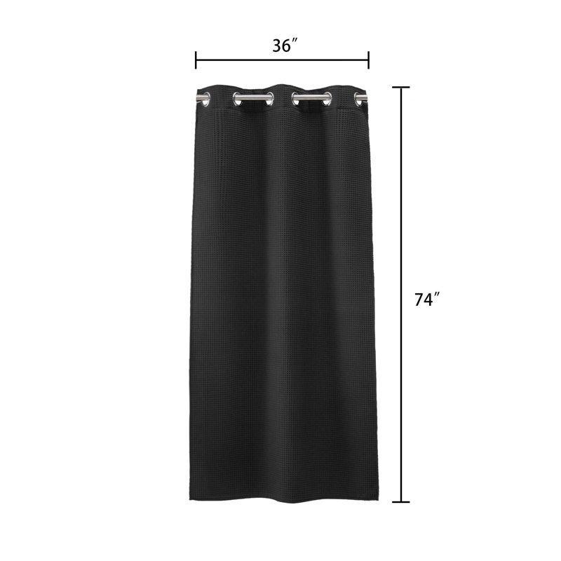 Rideau de douche gaufré Duppstadt, Noir, H 74 po x l 36 po