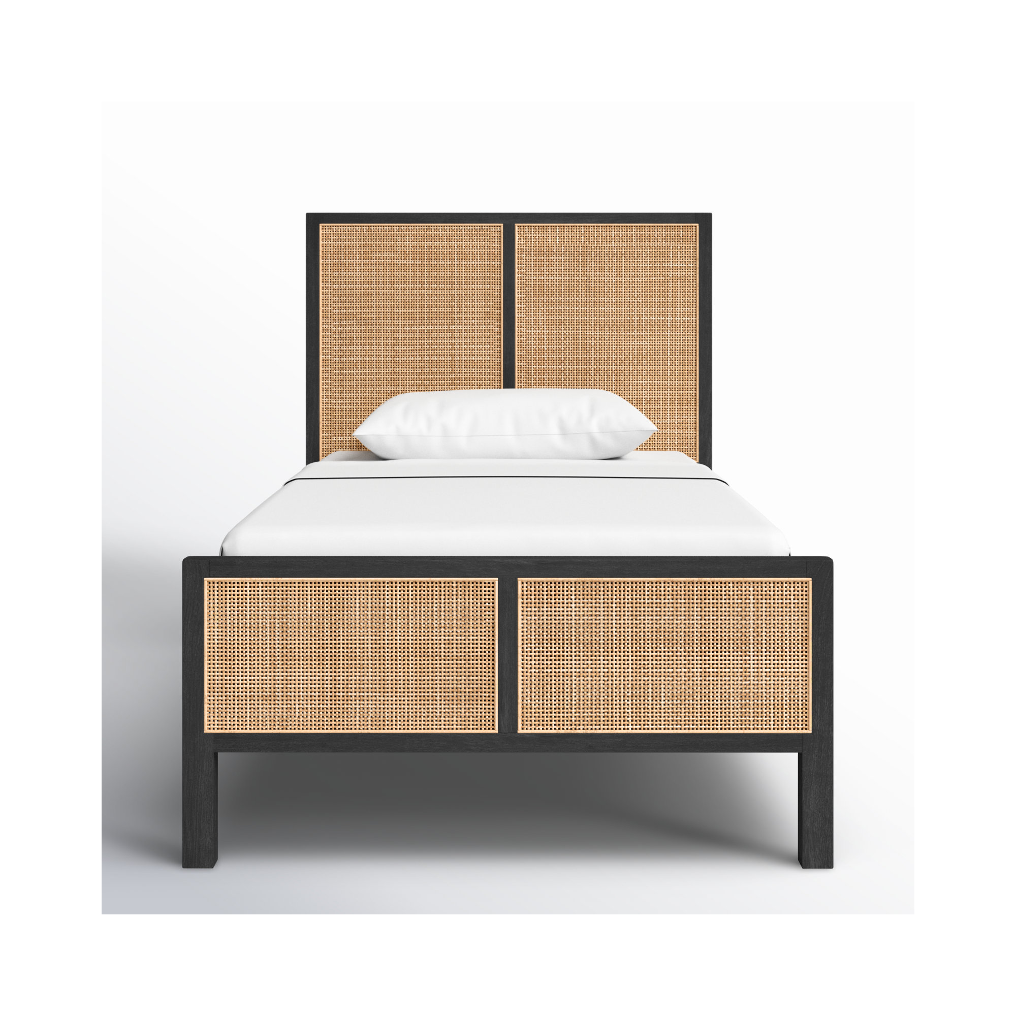 Nellie Cane Bed, Twin, Black Wash
