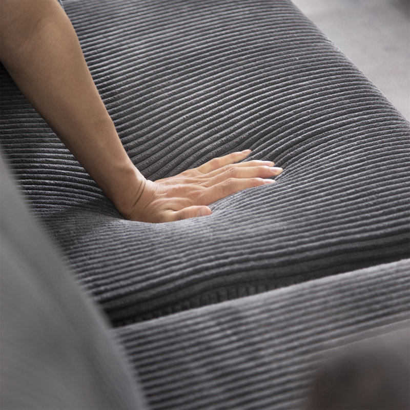 Canapé modulaire rembourré en velours côtelé, Velours côtelé gris foncé