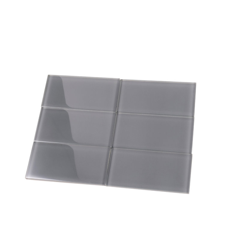 3"X 6" Polished Glass Subway Tile, Dark Gray