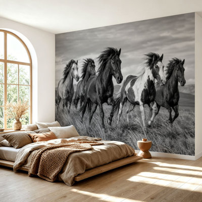 Wall Mural Peel and Stick Wallpaper Wild horses running Self-Adhesive Removable Contact Paper Wall Decor for Living Room Bedroom 69"H x 96"W