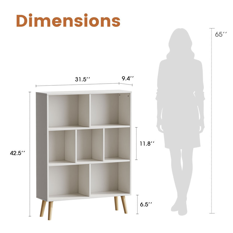 Adisyn No Subject Bookcase, French White, 42.5" H x 31.5" W x 9.4" D