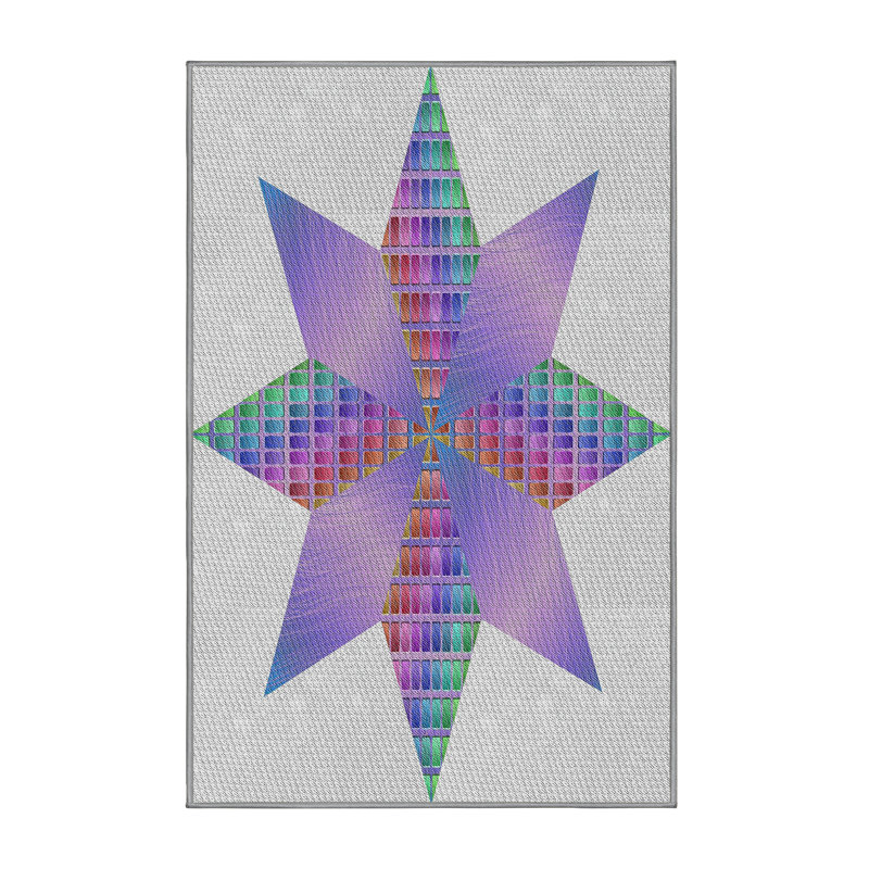 Tapis mauve / bleu / crème, Rectangle 6 pi x 9 pi