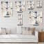 Abstrait avec horloge murale bleu foncé et beige-2101159270