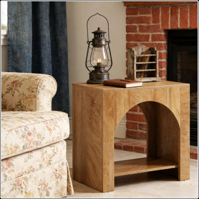 Table de chevet carrée classique à deux niveaux avec tablette ouverte et base en bois élégante pour un rangement polyvalent