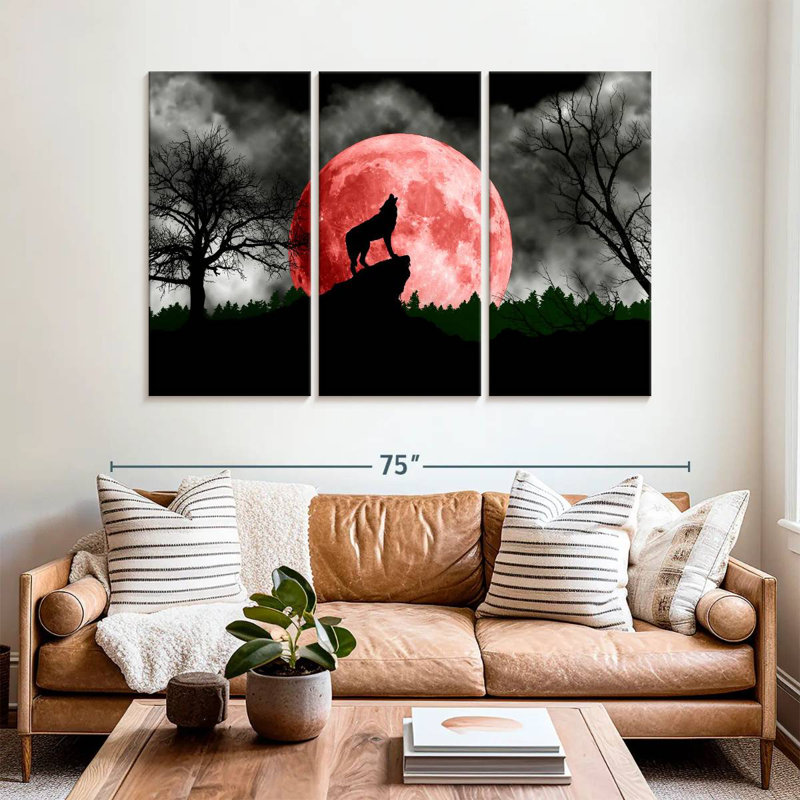 Loup et lune, H 42 po x l 65 po