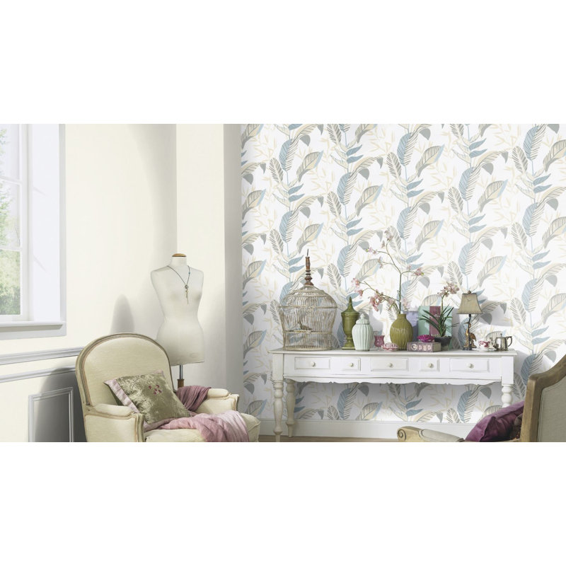 Annelyn Floral Double Roll, Green/Grey/White