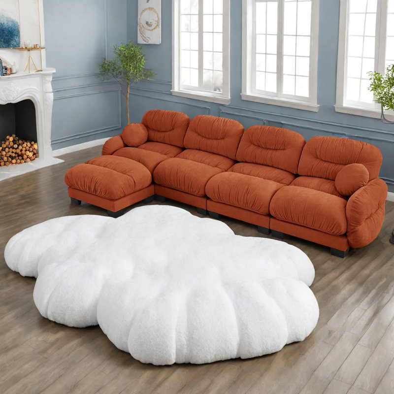 Canapés modulaires en chenille à compression, forme en L modulaire moderne pour la maison