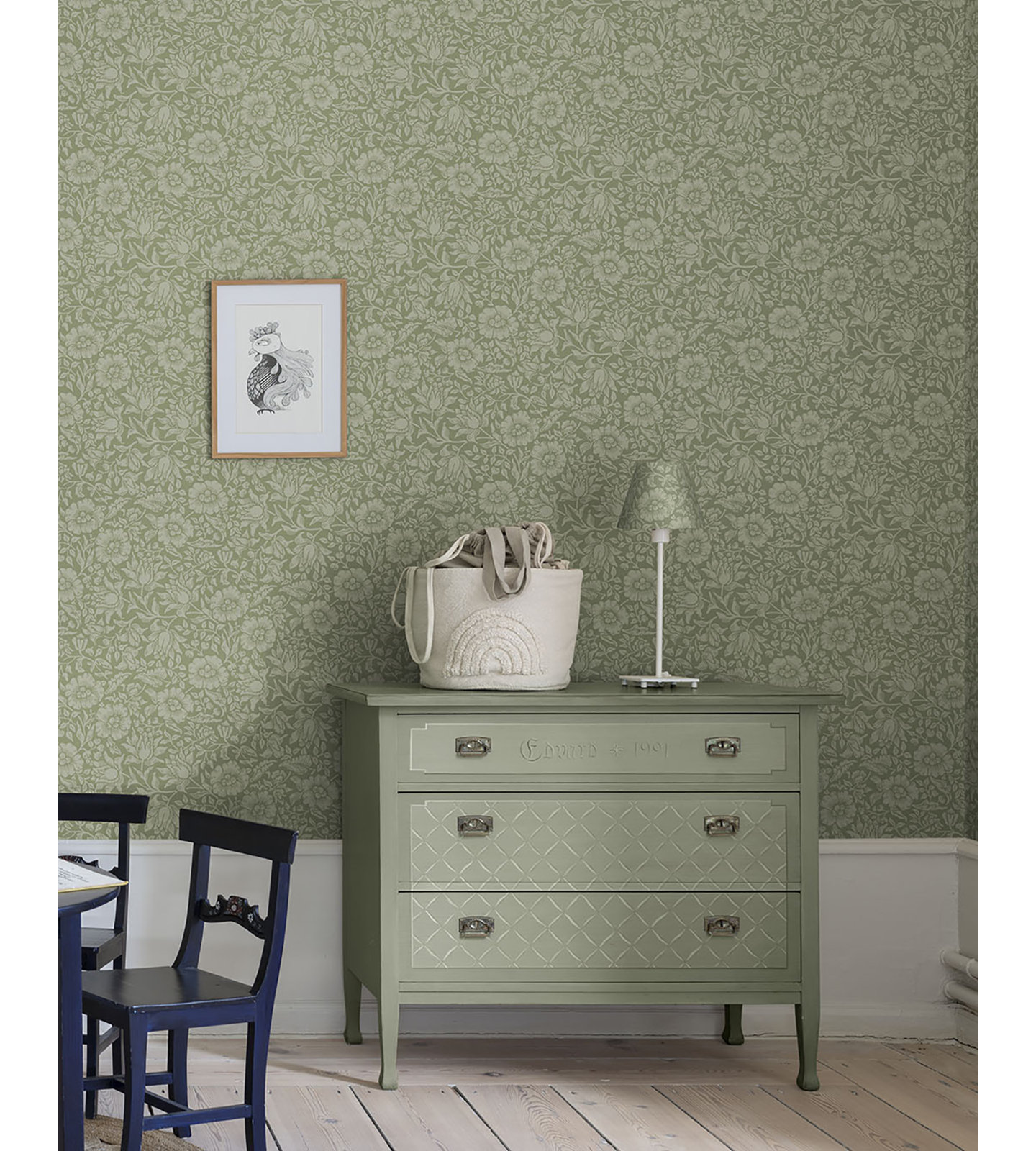 Mallow Floral Wallpaper, Green
