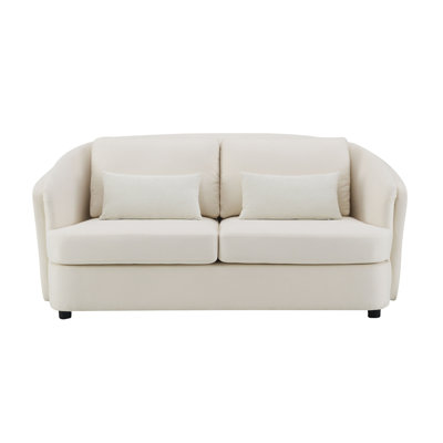 Mariko Beige Linen Loveseat w/2 Pillows