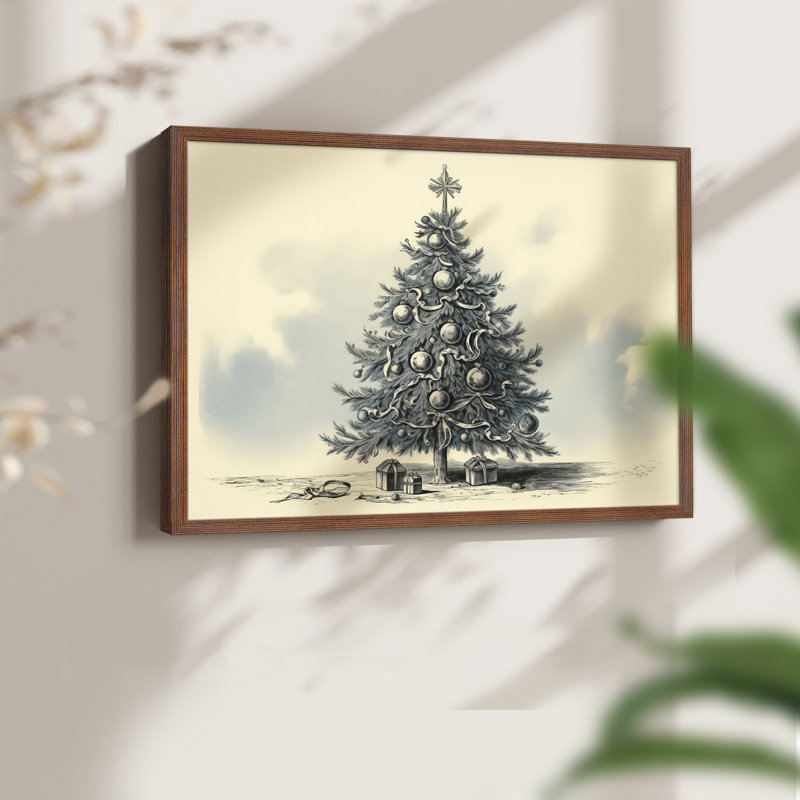 Chirstmas Art-CCLxxxi - Reproduction encadrée - Restickable, H 22 po x l 28 po, Noyer