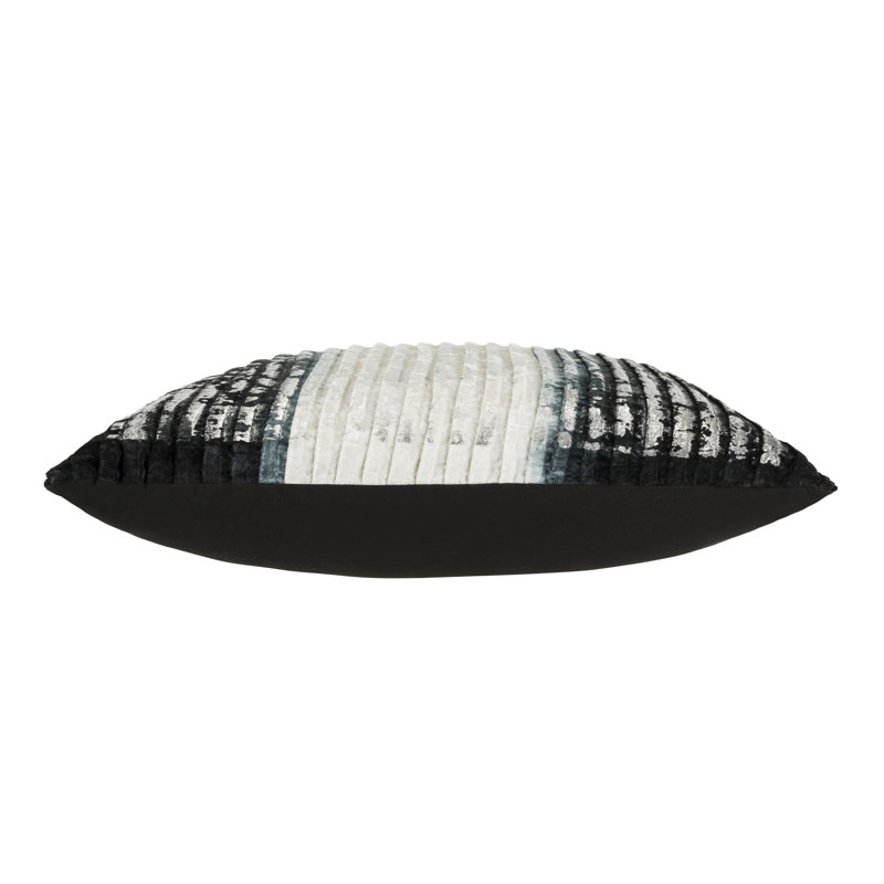 Milo Abstract Velvet Throw Pillow, Black, 14"H x 20"W, Rectangle