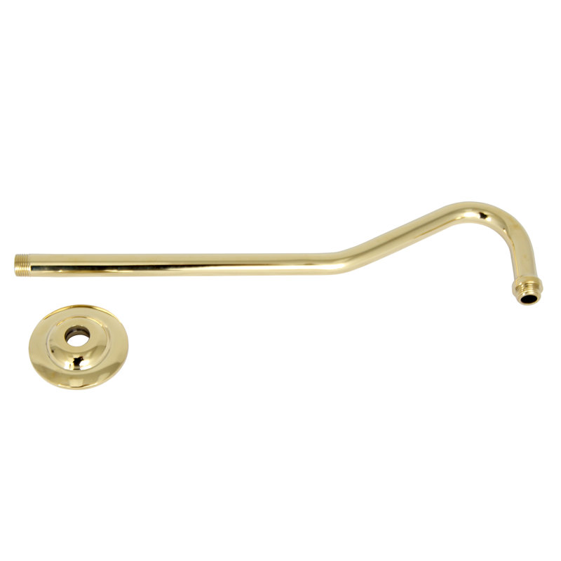 Wall Mount Shower Arm with Flange, Polished Brass