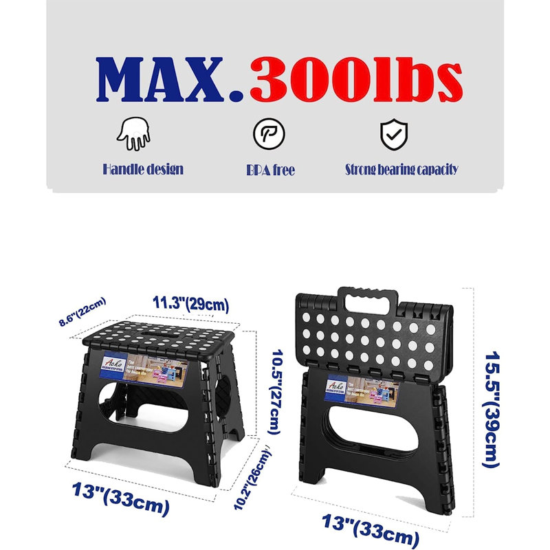 Akemi Black Foldable Step Stool