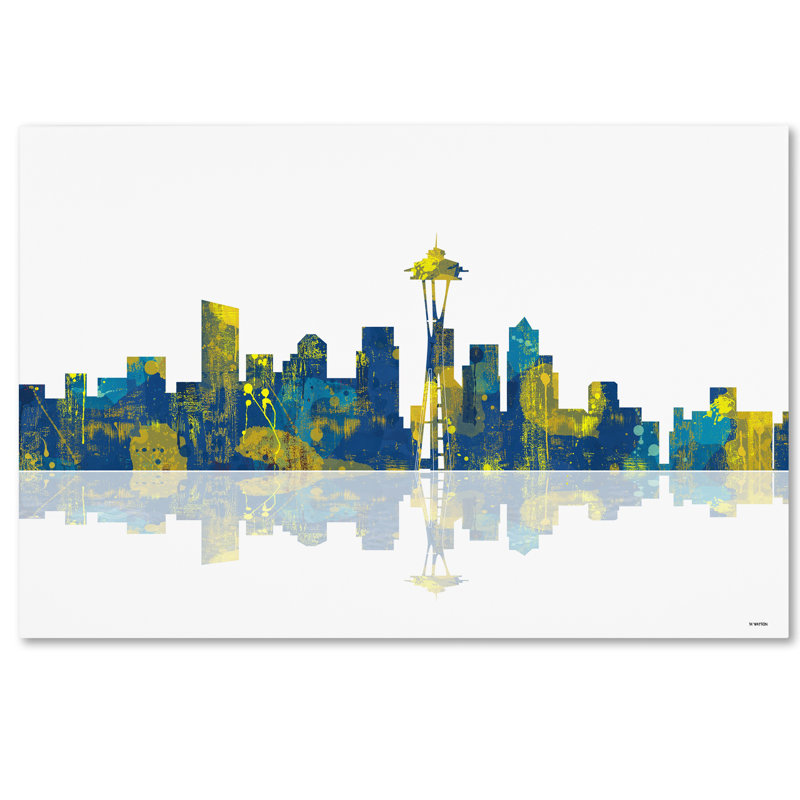 « seattle washington horizon ii », impression sur toile tendue, H 30 po x l 47 po x P 2 po