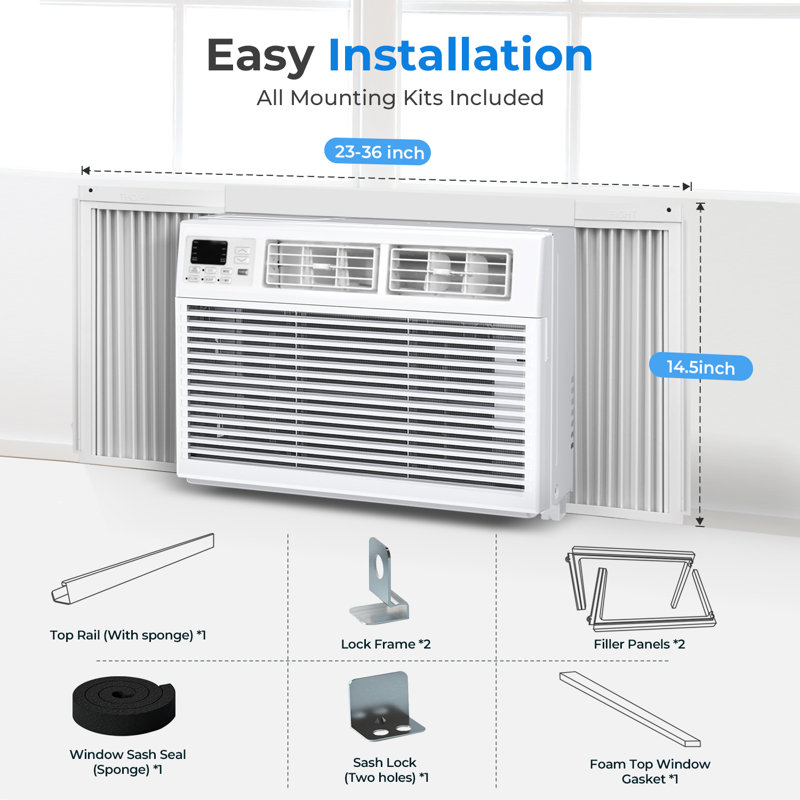Cooling Only Window Room Air Conditioner With Remote Control for Home/Office/Dorm, 10000