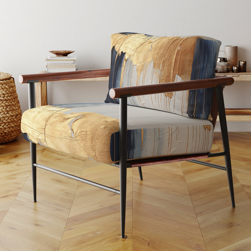 Fauteuil d'appoint rembourré abstrait Waves Of Joy, Noir