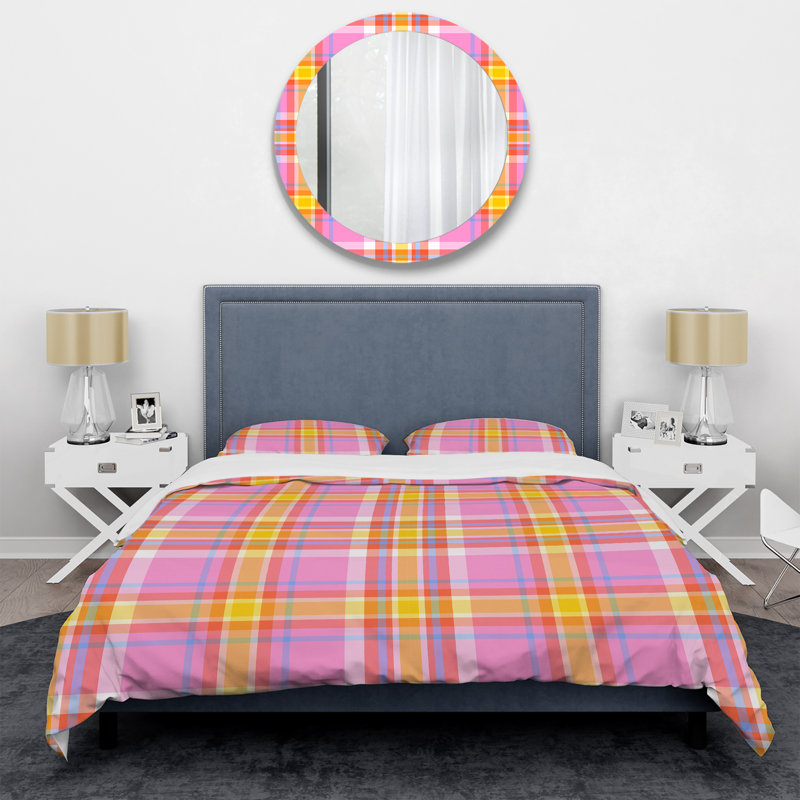 Ensemble de housse de couette en microfibre jaune / rose 3 pièces, Housse de couette simple + 1 taie décorative stan