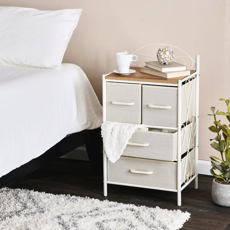Brundrett 4 Drawer Storage Drawer, Coastal Oak/White