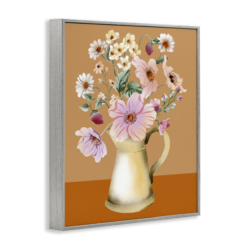 Fleurs de jardin en cruche grise, estampe numérique par Kate Eldridge, Estampe numérique Farmhouse, H 14 po x l 11 po