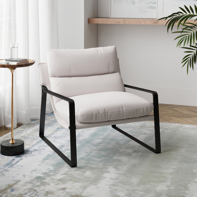Upholstered Armchair, White Linen