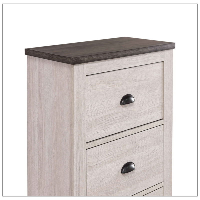 Nightstand For Bedroom, Off White/Gray