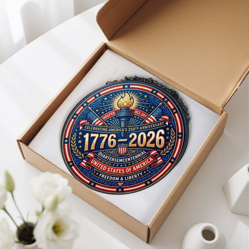Panneau de fenêtre en verre pour décoration intérieure American Patriotic USA 250th Anniversary ， 7,8H, H 7,8 po
