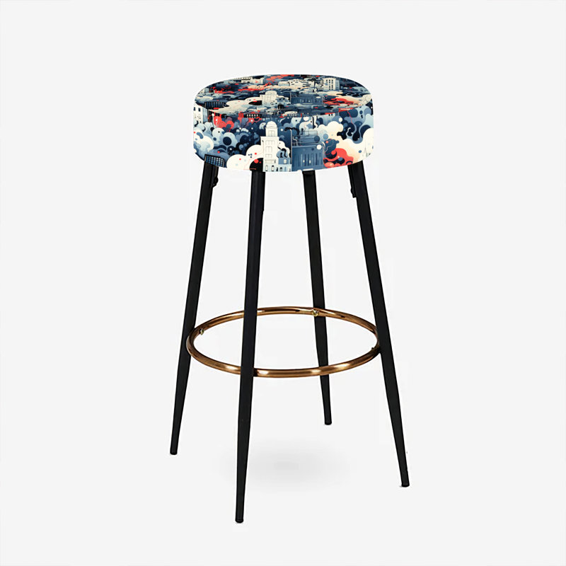 Motif de paysage urbain bleu et blanc - ensemble de 2 tabourets de bar abstraits