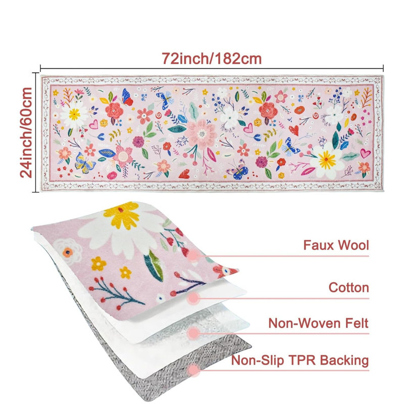 Area Rug, Polyester, Pink