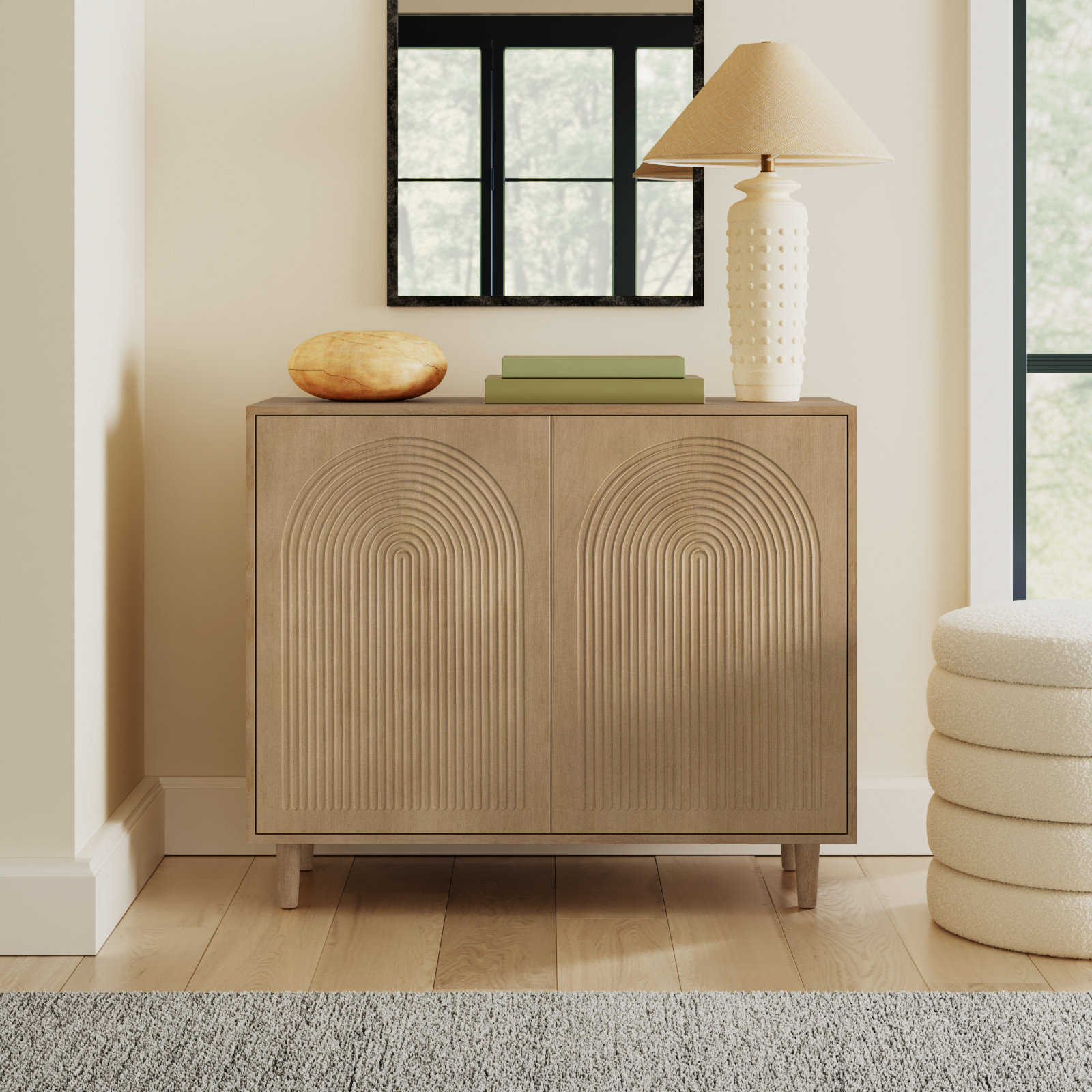 Apia Solid Wood Storage Cabinet, Light Brown
