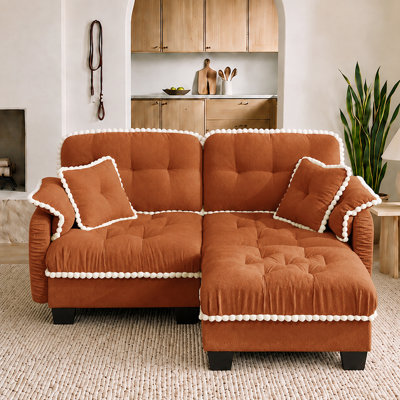 70''Chenille L-Shaped Cloud Loveseat Sofa With Movable Ottoman