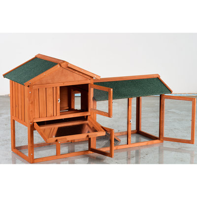 Grande cage à lapins en bois pour l'extérieur avec cage imperméable, plateau coulissant et rampe pour lapins, poulets et cochons d'Inde